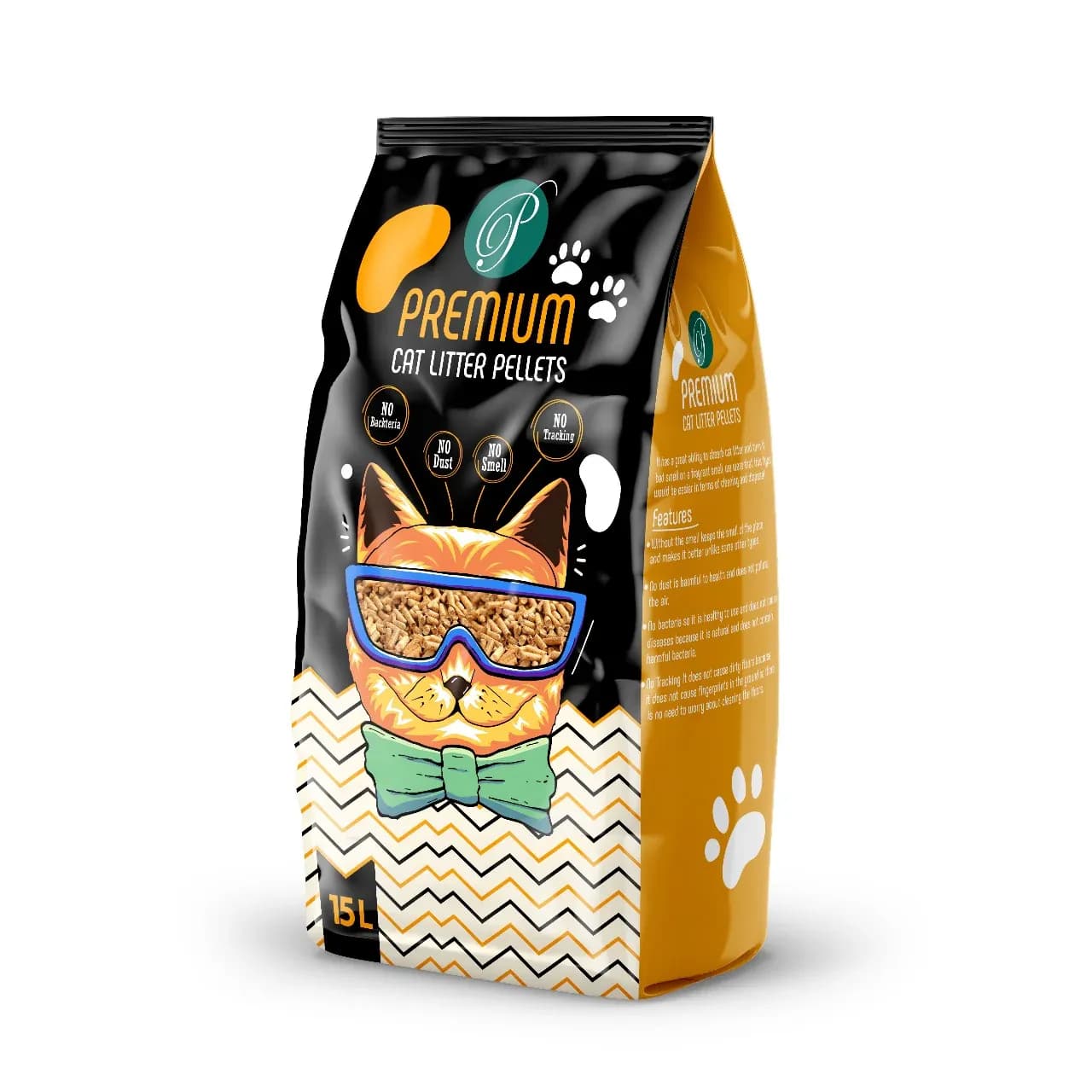 15L رمل خشب بريميم كاتم للرائحة 15لتر للقطط والكلاب