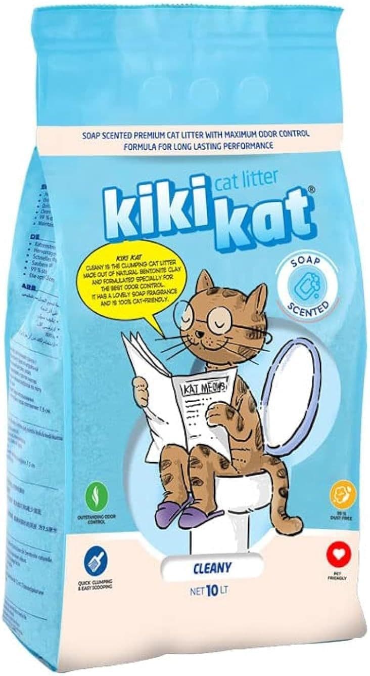 رمل كربون قطط بنتونيت كلامب بلون أبيض من كيكي كات،  فريش - 10لتر (8.5كجم)