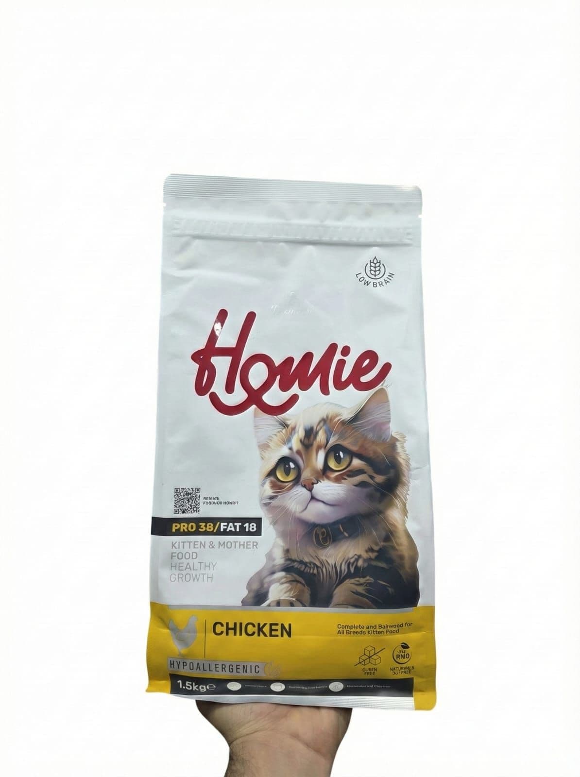 طعام القطط بريميوم من Homie للقطط الصغيرة والأم المرضعة بنكهة الدجاج (1.5 كجم)