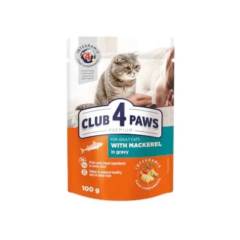 Club 4 Paws Wet Food pouch mackerel in gravy 100g
