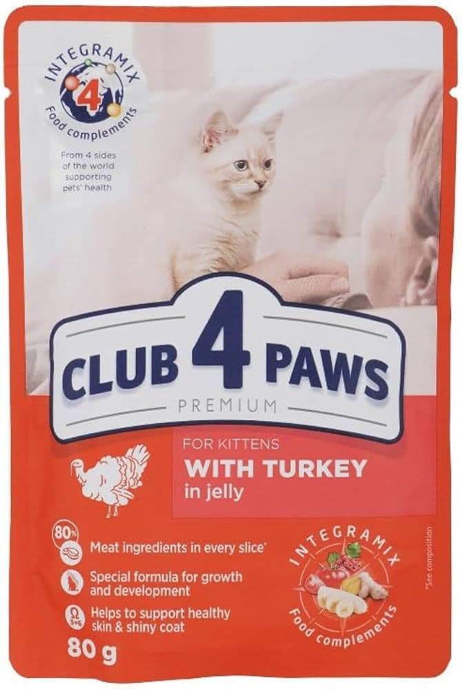 Club 4 Paws Wet Food pouch  turkey kitten 80g