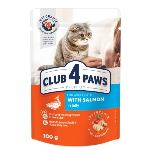 Club 4 Paws Wet Food pouch  salmon in jelly 100g