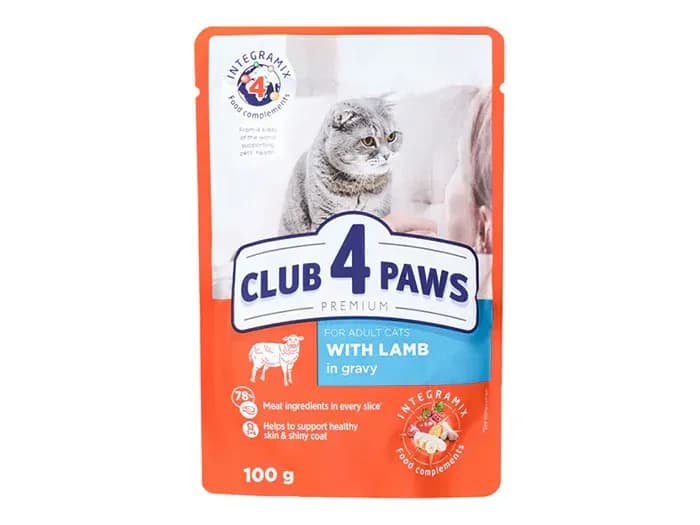 Club 4 Paws Wet Food pouch  lamb in gray 100g