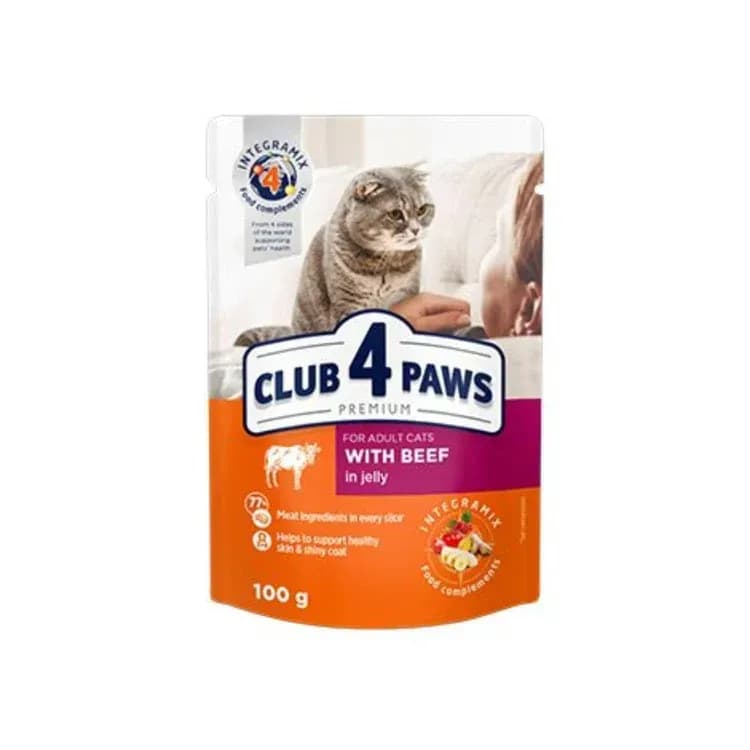 Club 4 Paws Wet Food pouch  beef in jelly 100g