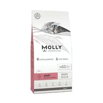 Molly Adult Shrimp & Salmon 2kg  طعام جاف متكامل للقطط البالغة بنكهة الجمبري والسالمون