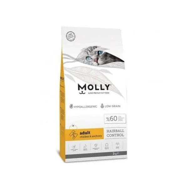 Molly Adult Chicken & Anchovy  2kg  طعام جاف متكامل للقطط البالغة بنكهة الدجاج والأنشوجة