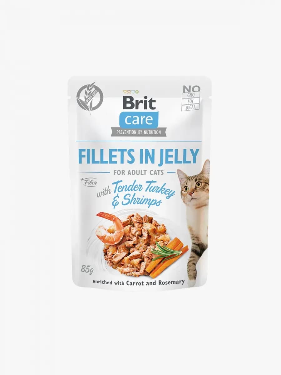 Brit Care Cat Fillets in Jelly with Tender Turkey & Shrimps 85 g