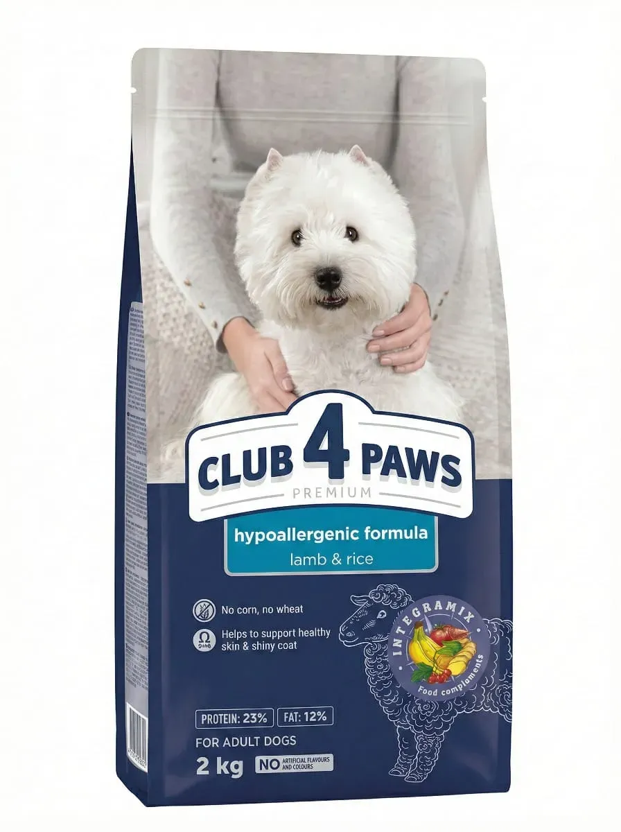 club 4 paws hypoallergenic formula lamb & rice 2kg