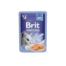Brit Premium Cat Pouch with Salmon Fillets in Jelly for Adult .Cats 85g